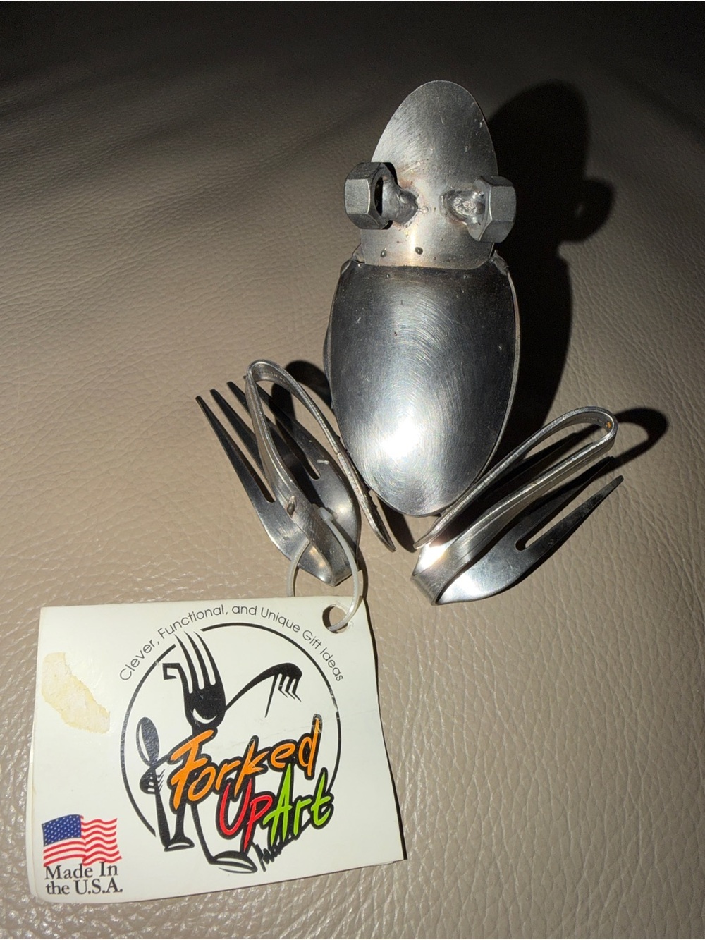 FORKED UP ART 2009 Upcycled Metal Flatware Frog Sculpture Fork/Spoon Made in USA - Picture 9 of 16